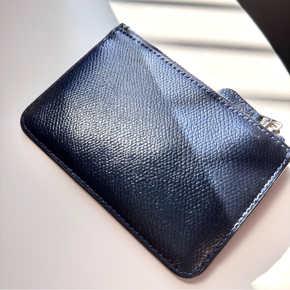 Coach Genuine Leather Card and Key Holder in Navy Blue - Picture 3 of 6